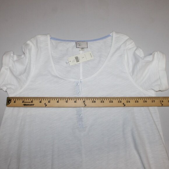 9-h15 STCL $58 Sz S Ivory White Round Neck 1/4 Button Hi Low 100% Cotton Top - Picture 13 of 14